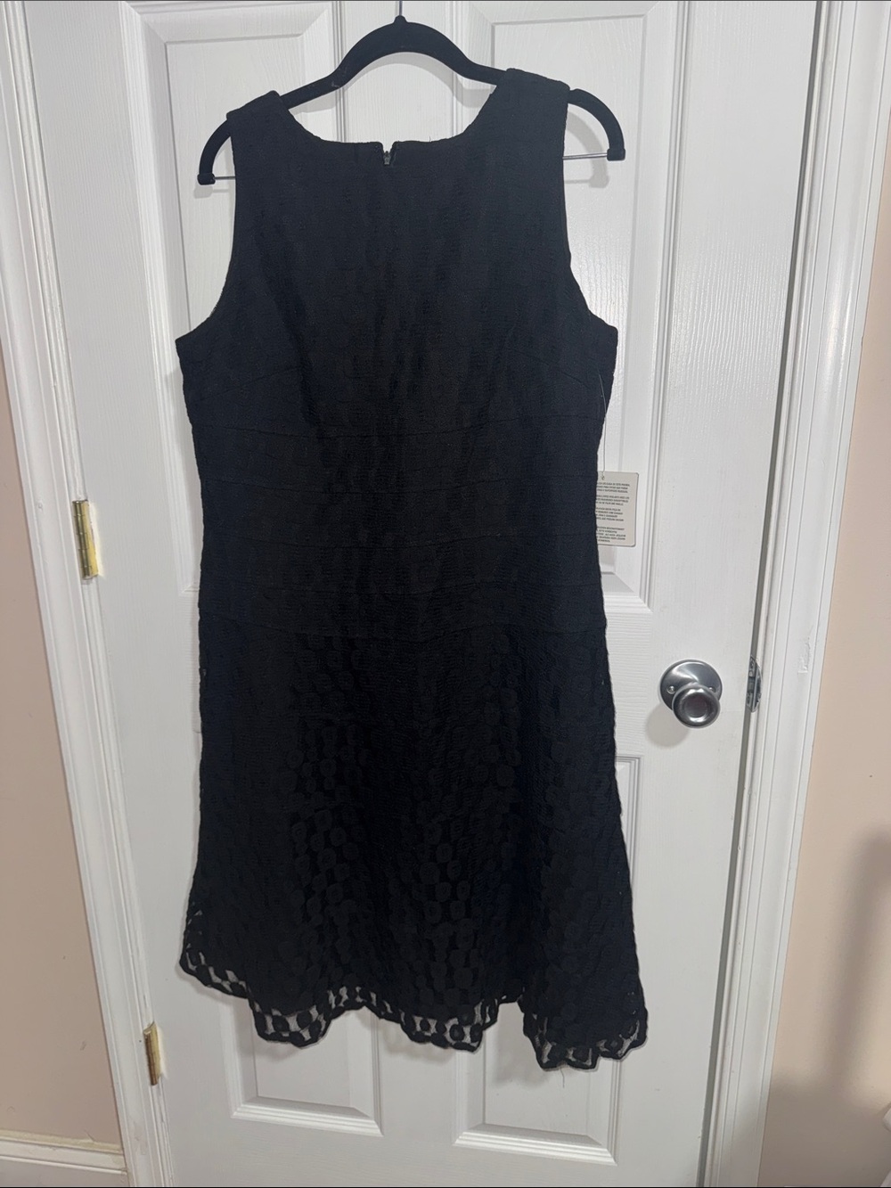 Anne Klein Black Sleeveless Lace Fit-and-Flare Dress 14